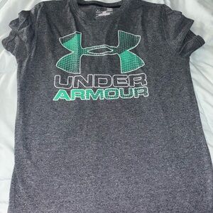 Under Armour Kids Gray and Green Logo T-Shirt